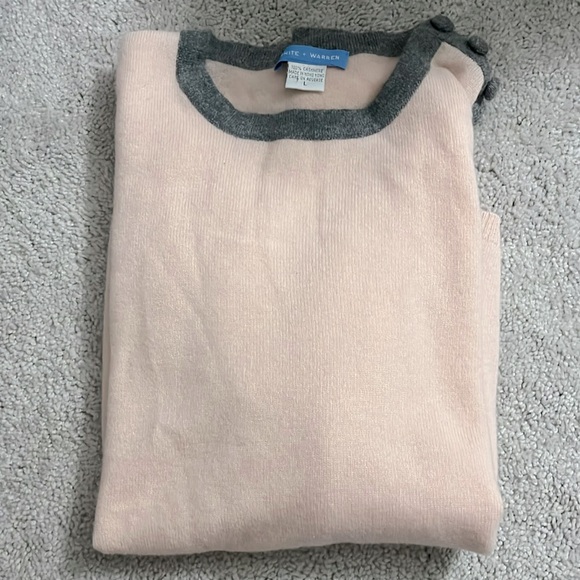 White and Warren crew cut light pink like new cashmere sweater - Picture 1 of 6